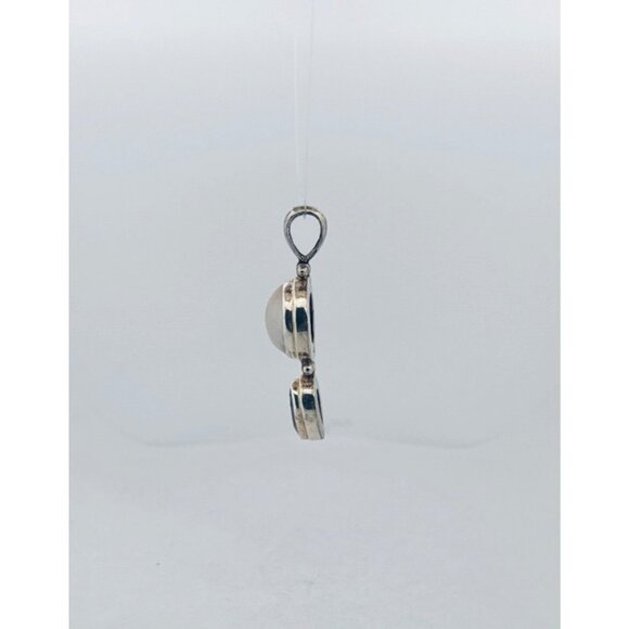 925 Sterling Silver Pearl & Blue Topaz Teardrop Pendant Vintage Estate Jewelry - Picture 4 of 9